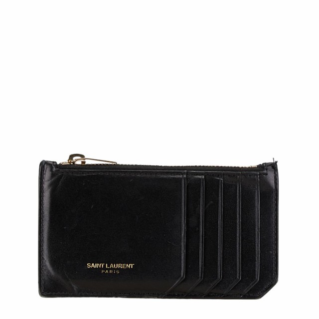 サンローラン フラグメント ジップカードケース ブラック レザー レディース SAINT LAURENT 【中古】