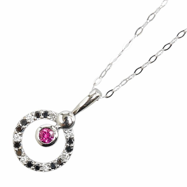 K18WG ホワイトゴールド ルビー ダイヤ0.20ct ラウンド サークル モチーフ ネックレス レディース 中古の通販は