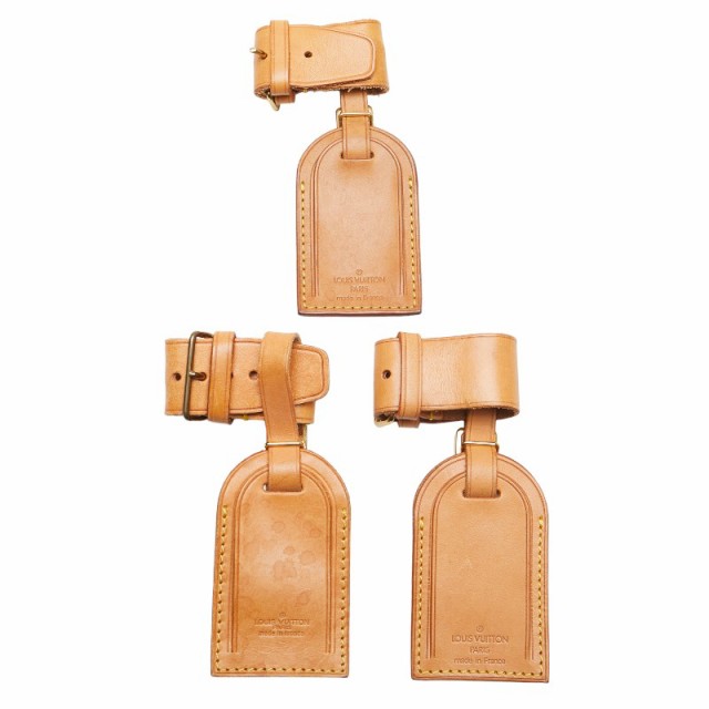 ルイ ヴィトン ポワニエ ネームタグ 3点セット ベージュ レザー レディース LOUIS VUITTON 【中古】の通販は