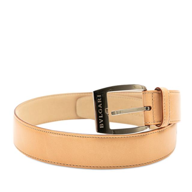 BVLGARI ベージュ レザー ベルト ブルガリ ベルト ベージュ レザー メンズ BVLGARI 【中古】の通販は