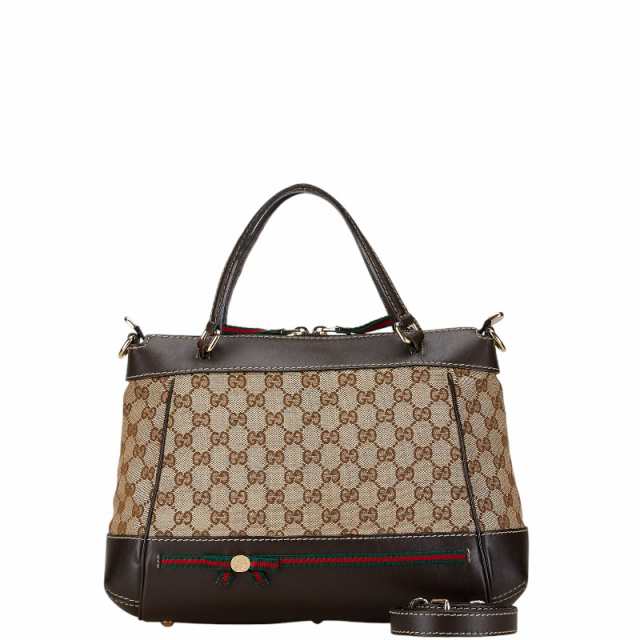 グッチ GGキャンバス メイフィア ハンドバッグ ショルダーバッグ2WAY 269894 ベージュ ブラウン キャンバス レザー GUCCI 【中古】