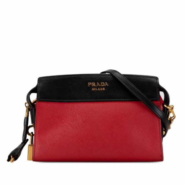 プラダ エスプラナード 斜め掛け ショルダーバッグ 1BH043 レッド ブラック サフィアーノレザー レディース PRADA 【中古】