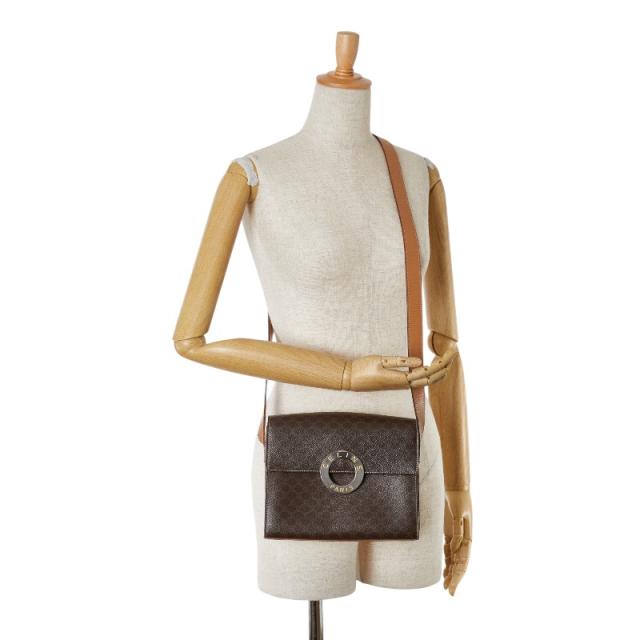 セリーヌ マカダム ロゴ 斜め掛け ショルダーバッグ ブラウン PVC レザー レディース CELINE 【中古】 ショルダーバッグ