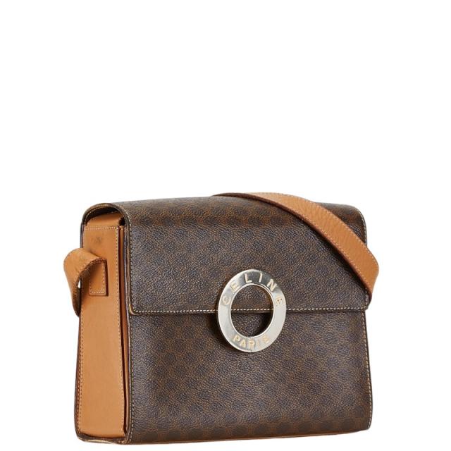 セリーヌ マカダム ロゴ 斜め掛け ショルダーバッグ ブラウン PVC レザー レディース CELINE 【中古】 ショルダーバッグ