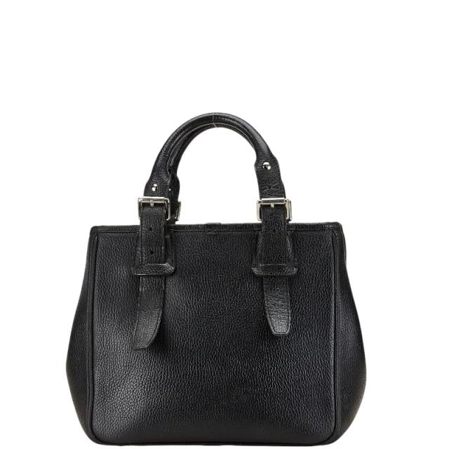 極美品　バーバリー ハンドバッグ　レザー　ブラック　ノバチェック　シボ革 BURBERRY 極 美品 バーバリー ロゴ ノバチェック レザー 本革