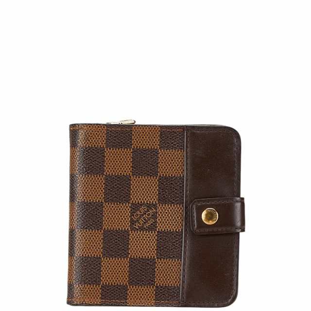 ルイ ヴィトン ダミエ コンパクトジップ 二つ折り財布 コンパクトウォレット N61668 ブラウン PVC レザー LOUIS VUITTON 【中古】