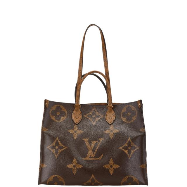 ルイ ヴィトン モノグラムリバース オンザゴーMM ハンドバッグ ショルダーバッグ M44576 ブラウン PVC レザー LOUIS VUITTON 【中古】