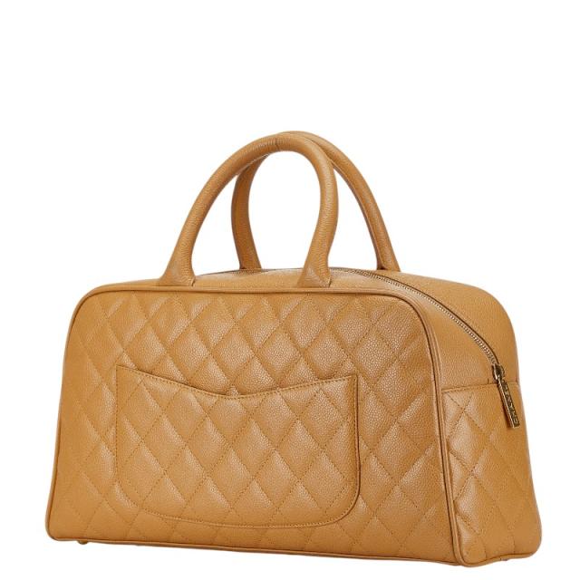 シャネル マトラッセ ココマーク ボーリングバッグ ハンドバッグ ベージュ キャビアスキン レディース CHANEL 【中古】_1