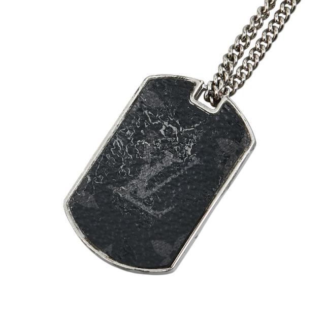 ルイ ヴィトン モノグラム エクリプス コリエ プラーク ネックレス M63640 シルバー メタル レディース LOUIS VUITTON 【中古】の通販は 22,800円