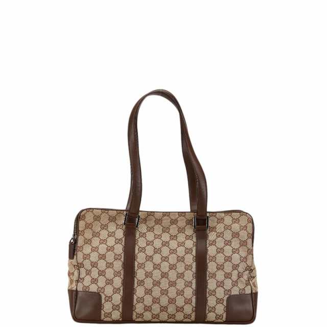 グッチ GGキャンバス ハンドバッグ 000 0849 2684 ベージュ ブラウン キャンバス レザー レディース GUCCI 【中古】の通販は