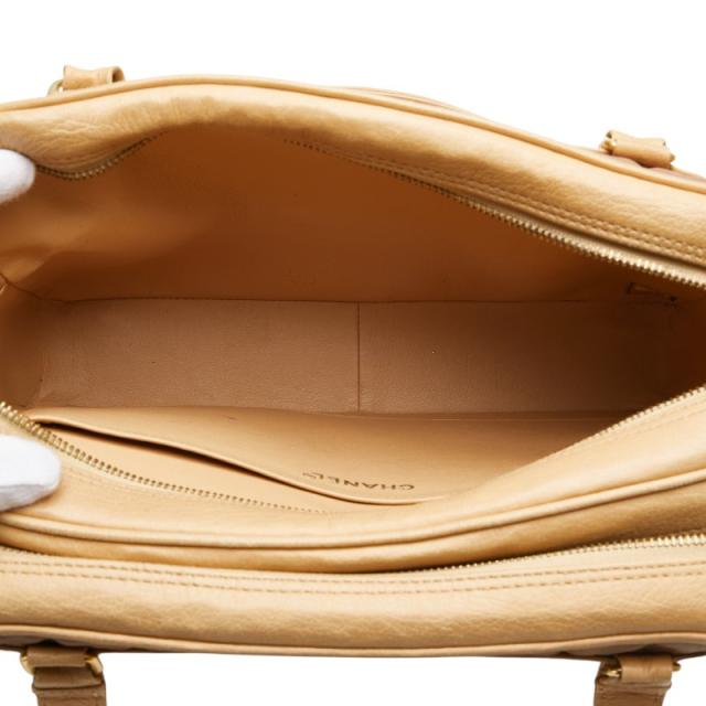 シャネル チョコバー ハンドバッグ ベージュ ブラウン キャンバス レザー レディース CHANEL 【中古】_6