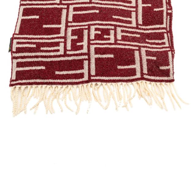 FENDI フェンディ マフラー ズッカ ロゴ総柄 ウール ワインレッド系 FENDI フェンディ マフラー ズッカ ロゴ総柄 ウール ワイン