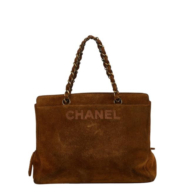 CHANEL ブラウン スエード トートバッグ シャネル チェーン トートバッグ ブラウン スウェード