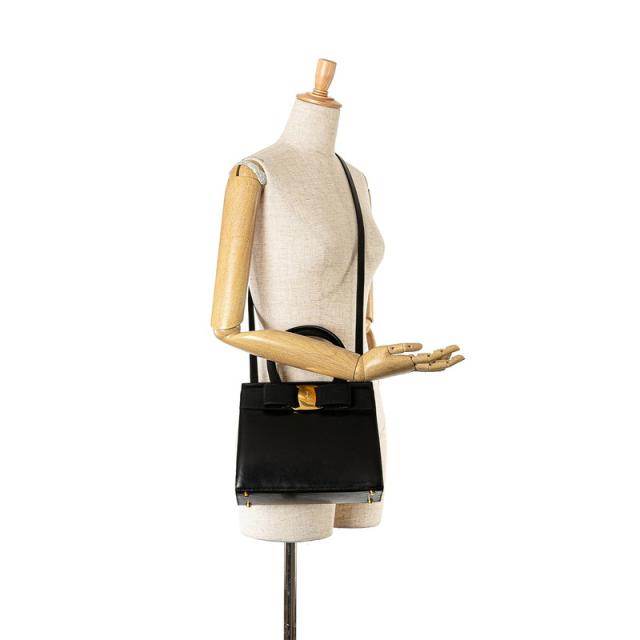 サルヴァトーレフェラガモ ヴァラ リボン ハンドバッグ ショルダーバッグ 2WAY BA214178 ブラック Salvatore Ferragamo 【中古】_8