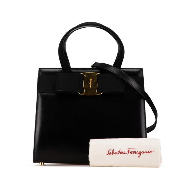 サルヴァトーレフェラガモ ヴァラ リボン ハンドバッグ ショルダーバッグ 2WAY BA214178 ブラック Salvatore Ferragamo 【中古】_7