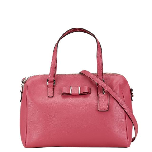 コーチ リボンモチーフ ハンドバッグ ショルダーバッグ 2WAY ピンク レザー レディース COACH 【中古】の通販は