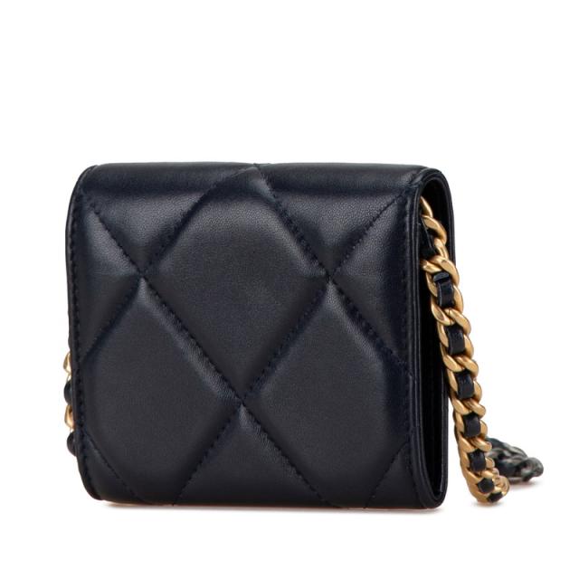 シャネル マトラッセ ココマーク 斜め掛け チェーンウォレット ネイビー ラムスキン レディース CHANEL 【中古】_1