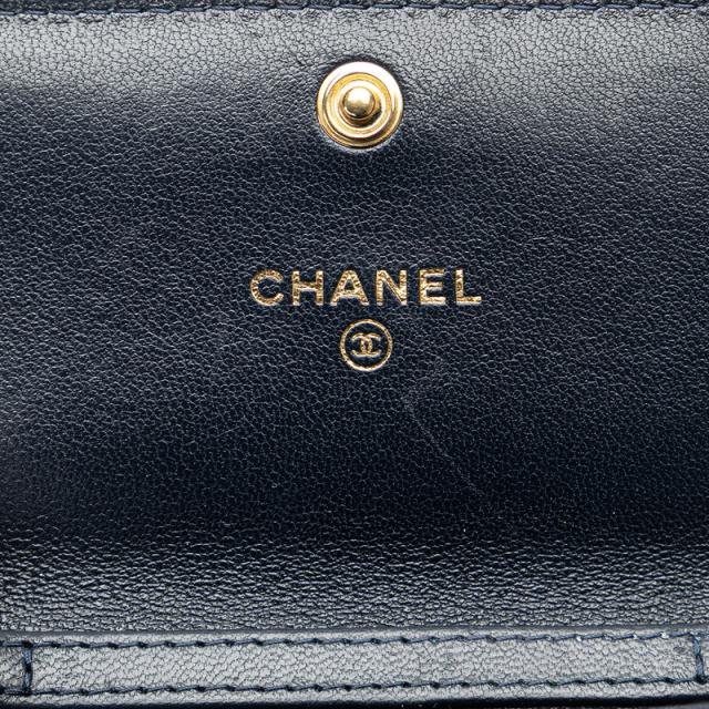 シャネル マトラッセ ココマーク 斜め掛け チェーンウォレット ネイビー ラムスキン レディース CHANEL 【中古】_4