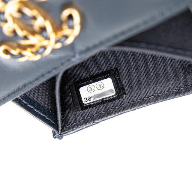 シャネル マトラッセ ココマーク 斜め掛け チェーンウォレット ネイビー ラムスキン レディース CHANEL 【中古】_5