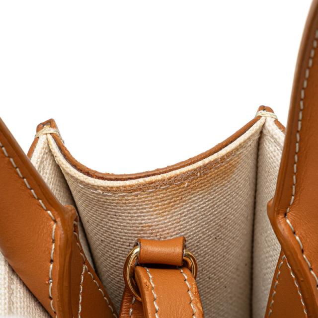 セリーヌ ミニ バーティカル カバ ハンドバッグ ショルダーバッグ 2WAY ナチュラル タン キャンバス カーフ レディース CELINE 【中古】_3