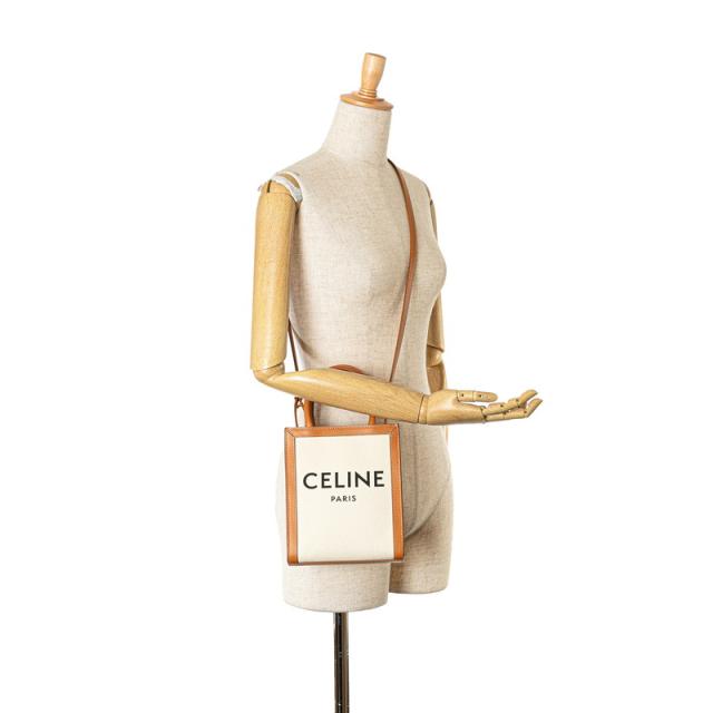 セリーヌ ミニ バーティカル カバ ハンドバッグ ショルダーバッグ 2WAY ナチュラル タン キャンバス カーフ レディース CELINE 【中古】_9