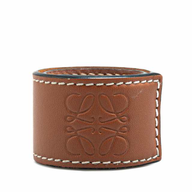 ロエベ アナグラムロゴ スラップ スモール ブレスレット バングル タン レザー レディース LOEWE 【中古】の通販は