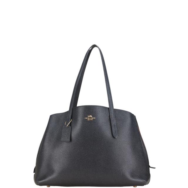 コーチ ロゴ ハンドバッグ トートバッグ 52547 ブラック レザー  