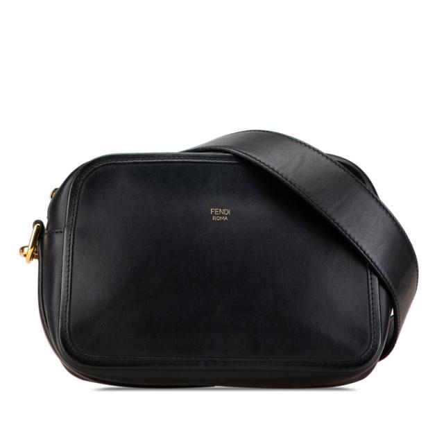 フェンディ キャム ショルダーバッグ カメラバッグ 8BT287 ブラック ゴールド レザー レディース FENDI 【中古】