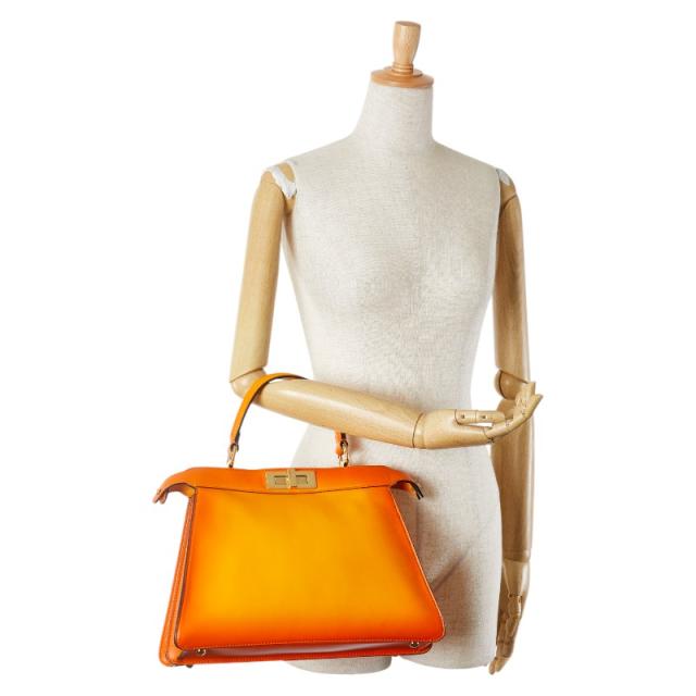 フェンディ ピーカブー アイシーユー ミディアム ハンドバッグ 8BN321 オレンジ レザー レディース FENDI 【中古】_8