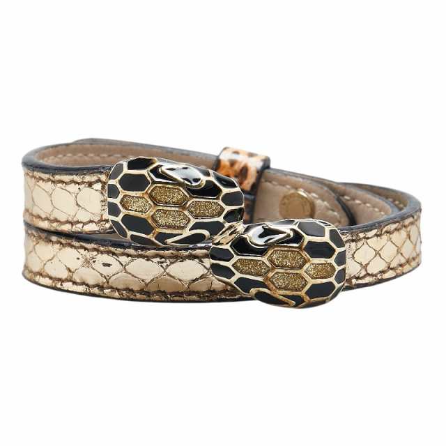 ブルガリ セルペンティ フォーエバー ツインヘッド スネーク ブレスレット ゴールド ブラック レザー レディース BVLGARI 【中古】の通販は 27,800円