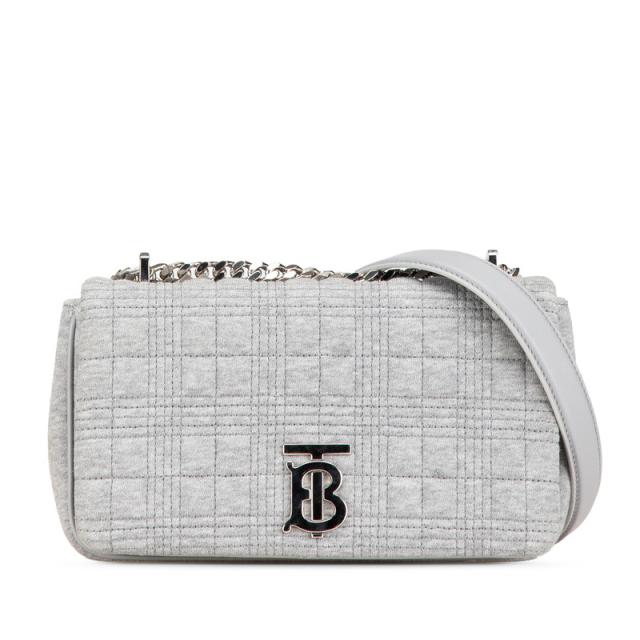 バーバリー ローラ TBロゴ チェーン ショルダーバッグ グレー コットン レザー レディース BURBERRY 【中古】の通販は 59,880円