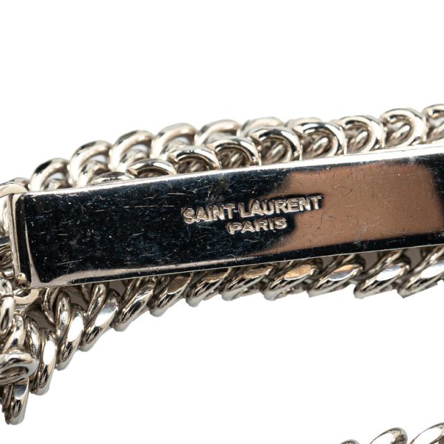 サンローラン ウォレットチェーン シルバー メタル レディース