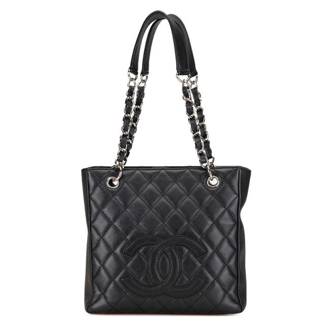 シャネル マトラッセ ココマーク CC PSTチェーントート ショルダーバッグ ブラック シルバー キャビアスキン レディース CHANEL 【中古】の通販は 324,800円