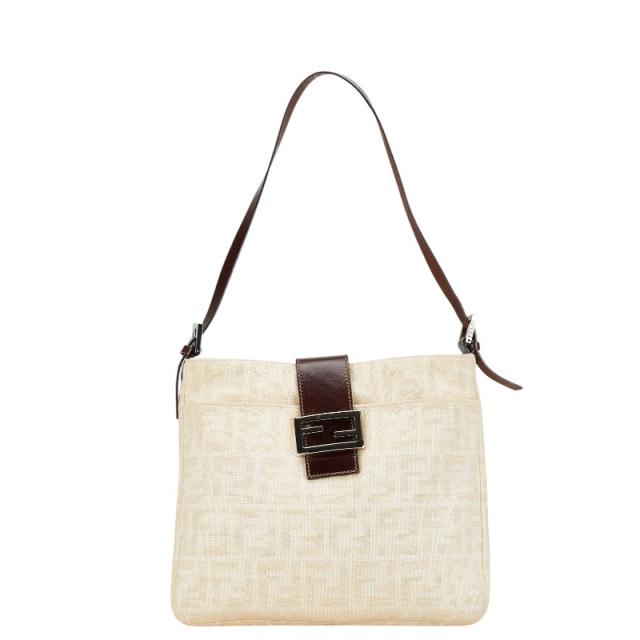 フェンディ ズッカ ワンショルダーバッグ 26727 ベージュ ブラウン キャンバス レザー レディース FENDI 【中古】の通販は