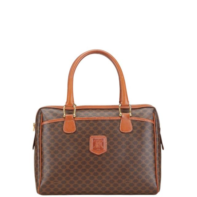 セリーヌ マカダム ハンドバッグ ミニボストンバッグ ブラウン PVC  