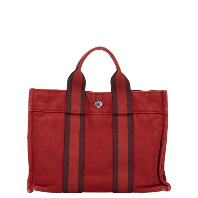 エルメス フールトゥ トートPM ハンドバッグ レッド キャンバス  