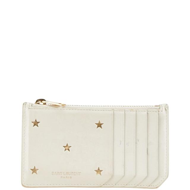 サンローラン フラグメント スター カードケース パスケース コインケース 458583 ホワイト レザー レディース SAINT LAURENT 【中古】の通販は 12,800円
