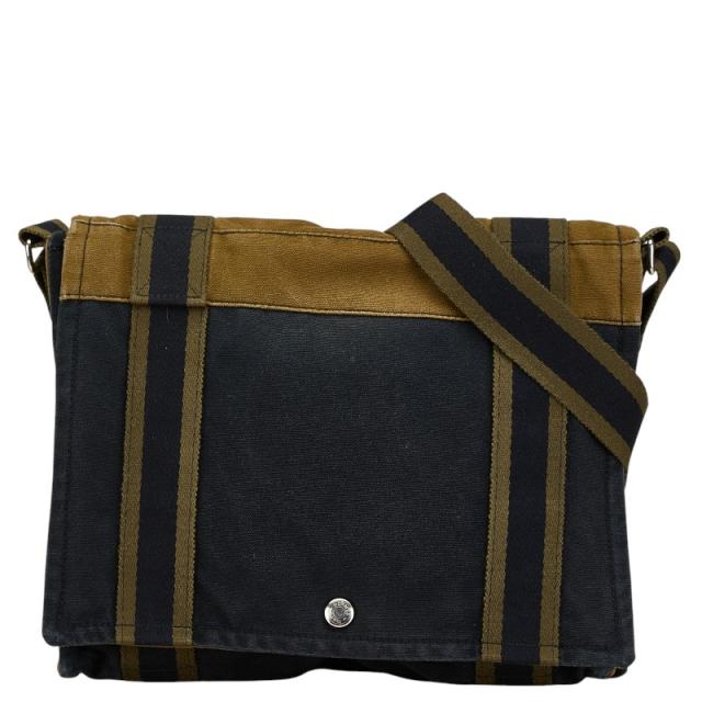 エルメス フールトゥ バサス MM 斜め掛け ショルダーバッグ ブラック カーキグリーン キャンバス レディース HERMES 【中古】の通販は