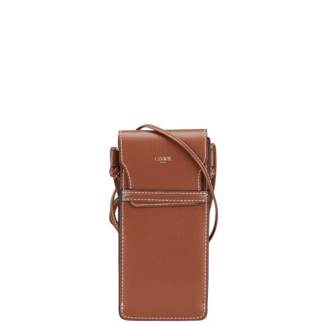 セリーヌ　ブラウンレザーポーチ 約16.5cm x 13cm セリーヌ ブラウンレザーポーチ 約16.5cm x 13cm CELINE