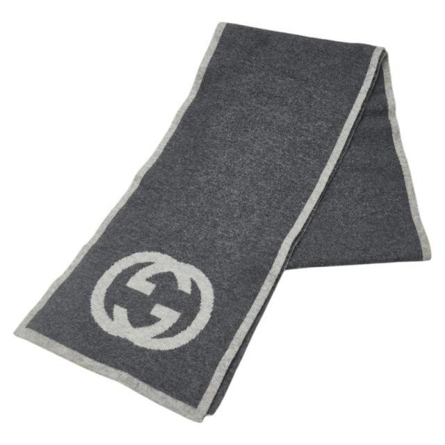 グッチ インターロッキングG マフラー 548247 グレー カシミヤ レディース GUCCI 【中古】の通販は