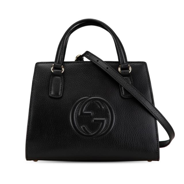 グッチ ソーホー インターロッキングG ハンドバッグ ショルダーバッグ 2WAY 607722 ブラック レザー レディース GUCCI 【中古】の通販は