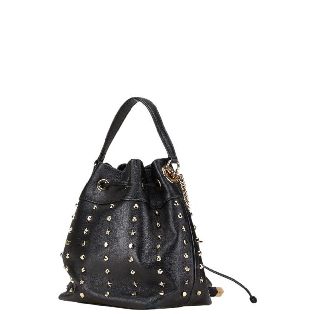 ジミーチュウ BON BON BUCKET S スタッズ ショルダーバッグ ハンドバッグ 2WAY ブラック レザー レディース JIMMY CHOO 【中古】_1