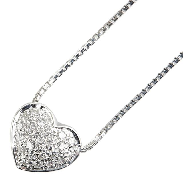 K18WG ホワイトゴールド ダイヤ0.36ct ハート モチーフ ペンダント  