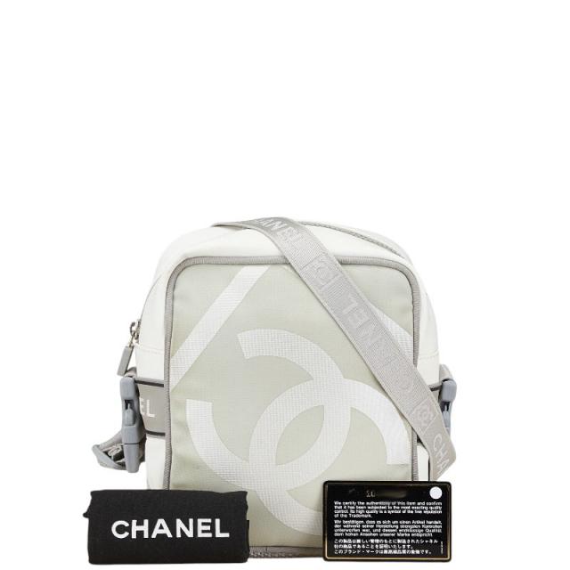 シャネル スポーツライン ココマーク 斜め掛け ショルダーバッグ ホワイト グレー ナイロン レディース CHANEL 【中古】_6