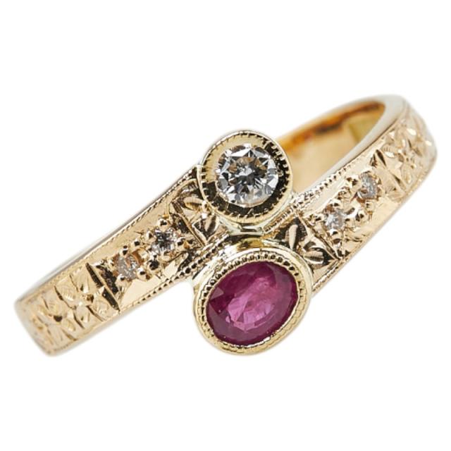 K18YG イエローゴールド ルビー0.277ct ダイヤ0.117ct リング 指輪 レディース 11号 中古の通販は