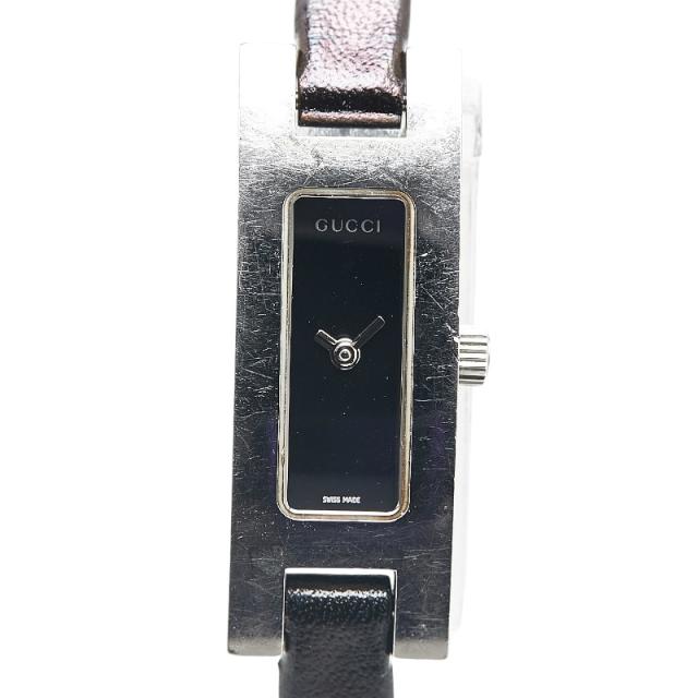 グッチ 腕時計 3900L クオーツ ブラック文字盤 ステンレススチール レザー レディース GUCCI 【中古】の通販は