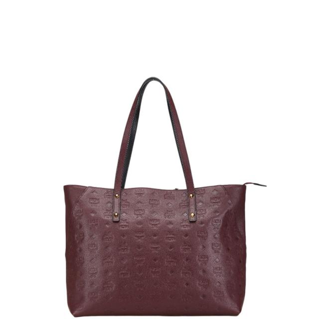 エム シー エム ヴィセトス ロゴグラム トートバッグ ワインレッド レザー レディース MCM 【中古】の通販は