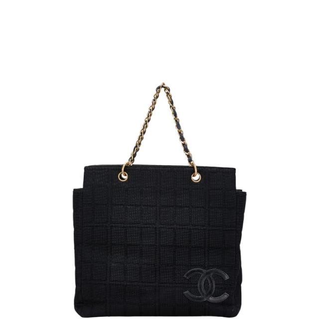 シャネル ココマーク チョコバー チェーン トートバッグ ブラック キャンバス レザー レディース CHANEL 【中古】の通販は