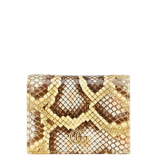 グッチ GGマーモント 二つ折り財布 456126 イエロー パイソン レディース GUCCI 【中古】の通販は 32,370円