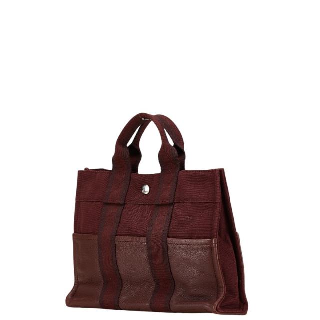 エルメス フールトゥPM ハンドバッグ ワインレッド キャンバス レザー レディース HERMES 【中古】_1